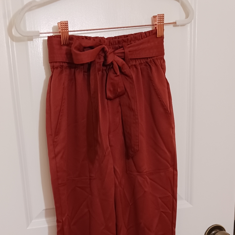 A&F XXS Tapered Paperbag Waist Pants in  Desert Rose NWOT
